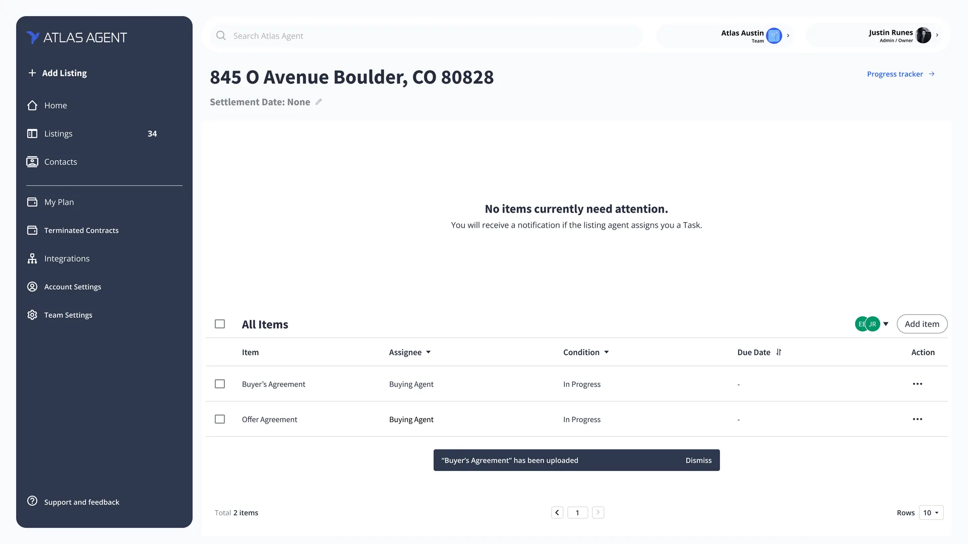 Dashboard: importing a document from DocuSign, step 8
