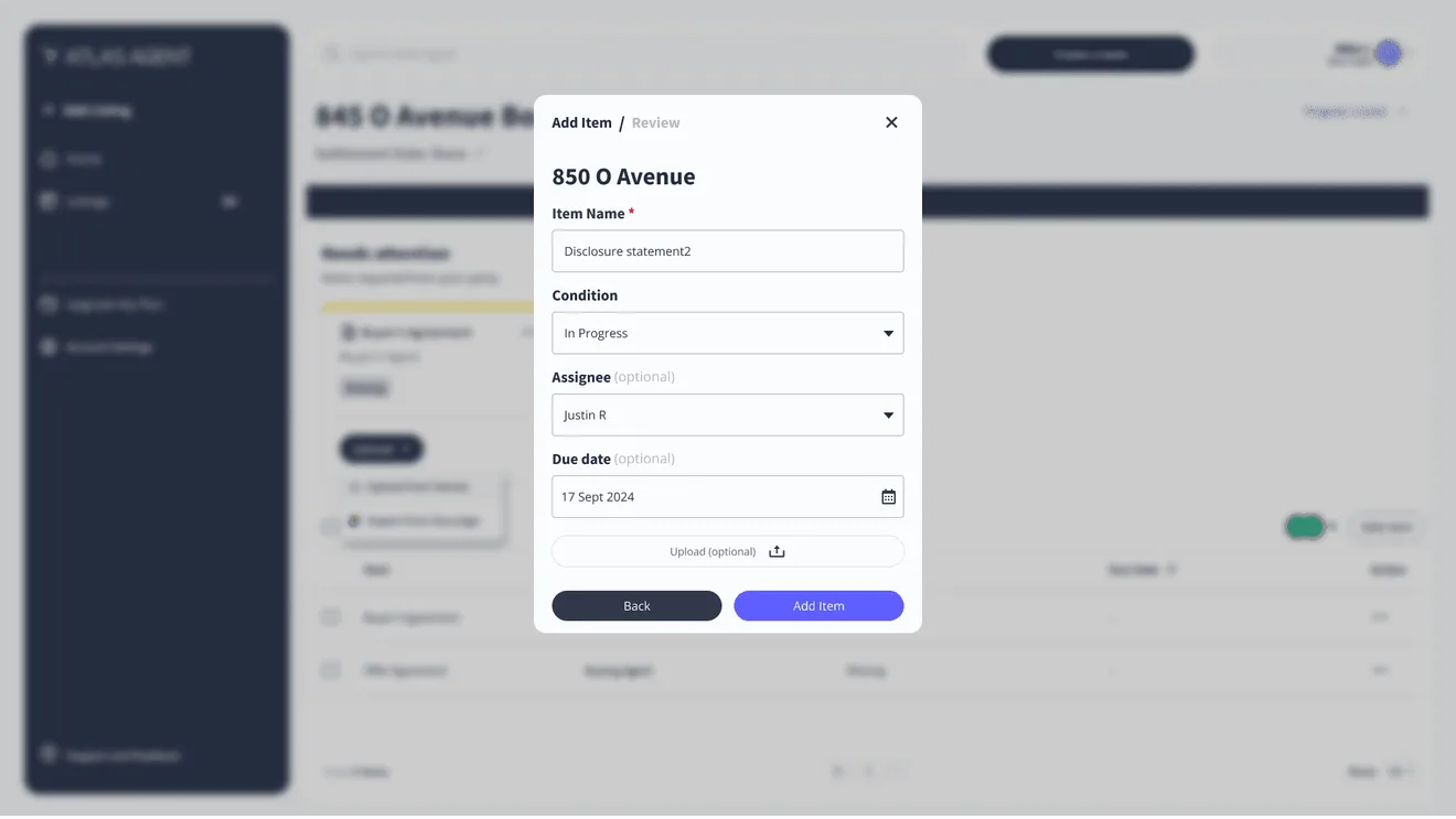 Add item: the item creation dialog for a transaction