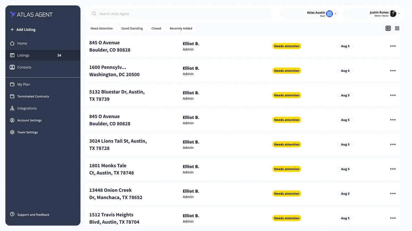 Listing View: a single transaction with its documents, tasks and deadlines