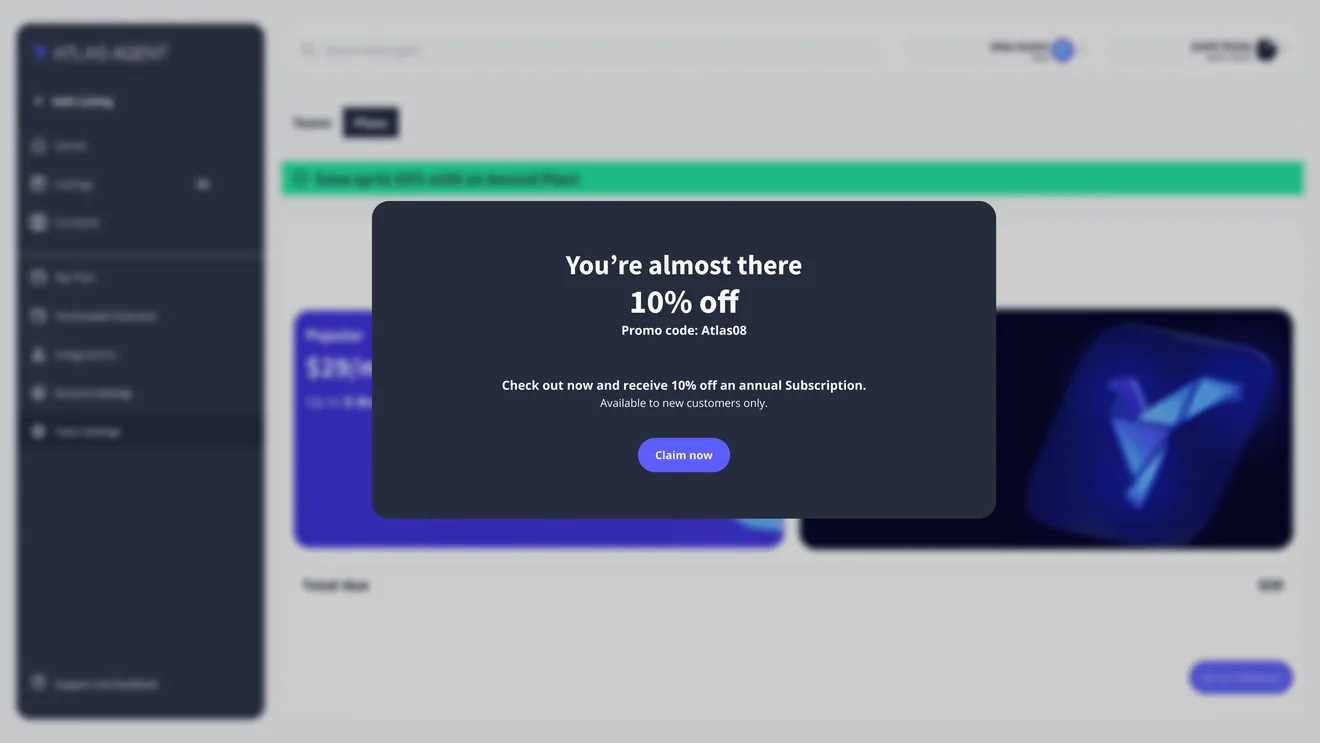 Plan Setup: plan selection and payment method entry