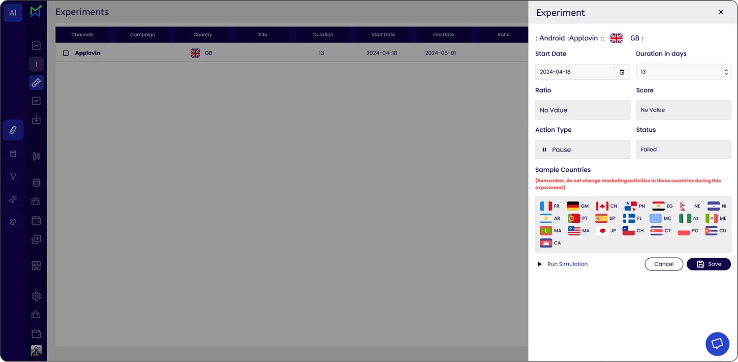 Experiment creation: the guided setup flow