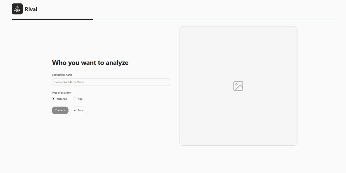 Rival v1: the Who you want to analyze setup screen